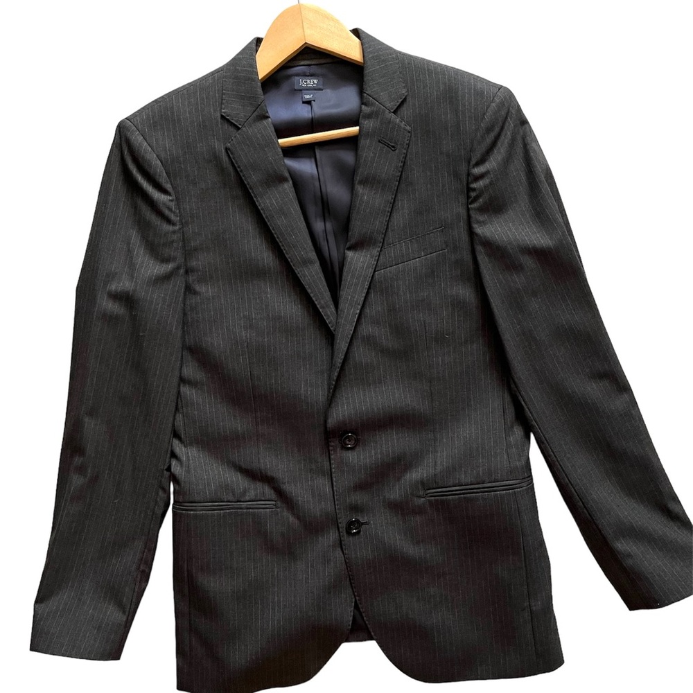 J. Crew Loro Piana 35591 Charcoal Gray Pinstripe Wool Slim Fit Ludlow Jacket 38R